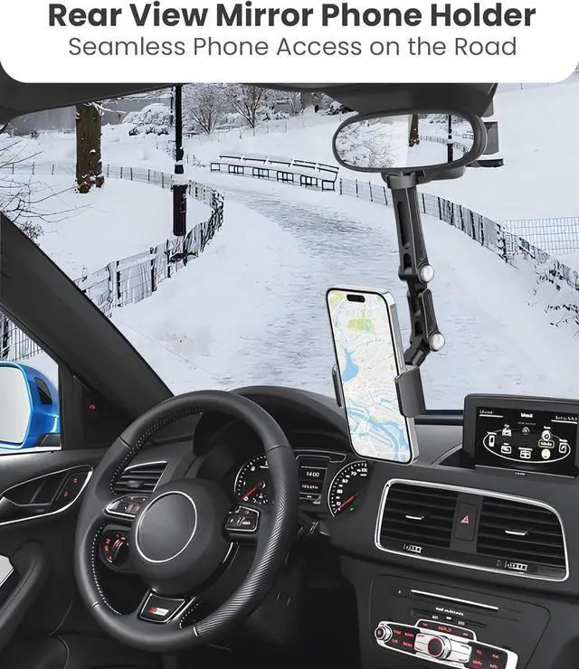 Alt view image 2 of 7 - Rear View Mirror Phone Holder Aluminum Alloy Mount Car Phone Holder Universal Rotatable and Retractable Rearview Mirror Phone Mount for Car Truck