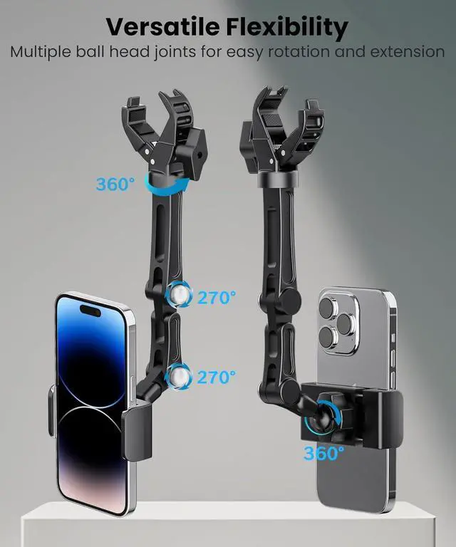 Alt view image 4 of 7 - Rear View Mirror Phone Holder Aluminum Alloy Mount Car Phone Holder Universal Rotatable and Retractable Rearview Mirror Phone Mount for Car Truck