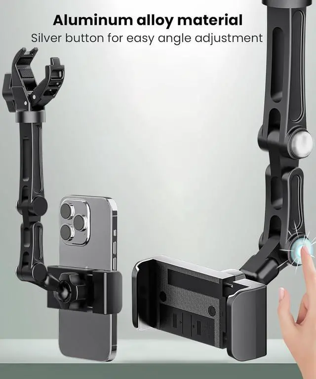 Alt view image 5 of 7 - Rear View Mirror Phone Holder Aluminum Alloy Mount Car Phone Holder Universal Rotatable and Retractable Rearview Mirror Phone Mount for Car Truck