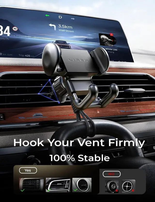 Alt view image 2 of 7 - Car Vent Phone Mount [Heavy Duty Friendly] Upgraded Car Phone Holder for Vent Cell Phone Car Mount for iPhone Car Mount Automobile Cradles Compatible with iPhone 15 14 13 Pro Max Smartphones