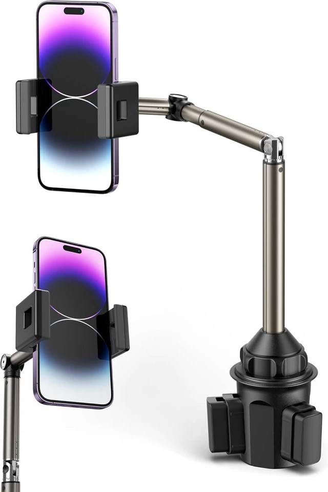 Main image of JSAUX Car Cup Holder Cellphone Mount, Metal Long-Arm Ultra Stable Phone Holder for Car Cupholders - Adjustable for iPhone 16 15 Pro Max 13 12 11, Samsung Galaxy S24 S23 Ultra, Google Pixel 9 Pro
