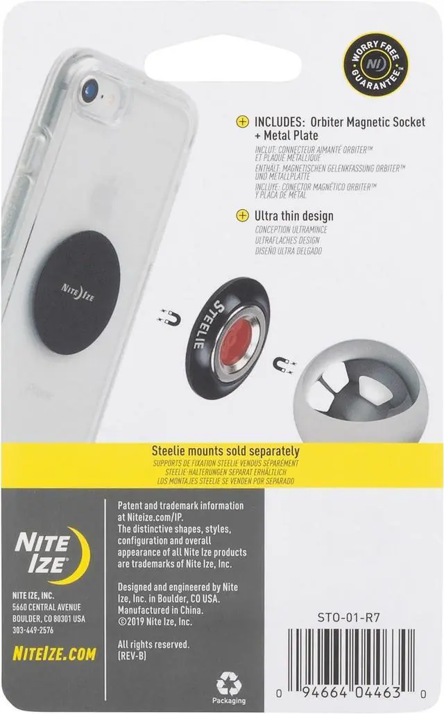 Alt view image 6 of 7 - Steelie Orbiter Magnetic Socket and Metal Plate - Car Mobile Phone Holder - Phone Metal Plate - Magnetic Phone Holder - Black