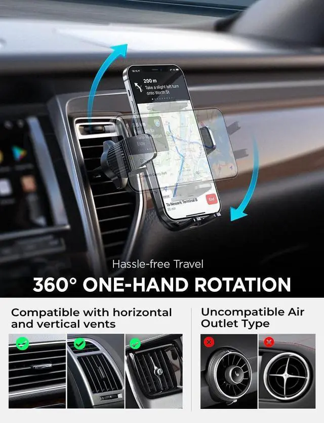 Alt view image 3 of 7 - Car Phone Holder Mount 2025 Upgrade Phone Holders for Your Car Vent Cell Phone Holder Mount for iPhone 16 Pro Max Cell Phone Car Mount Vent for iPhone 16 15 14 13 12 Pro Max Mini Smartphones