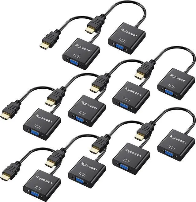 Main image of HDMI to VGA Adapter 10 Pack Gold-Plated HDMI to VGA Converter (Male to Female) Compatible for Computer Laptop PC Monitor Projector HDTV Chromebook Raspberry Pi  Xbox and More