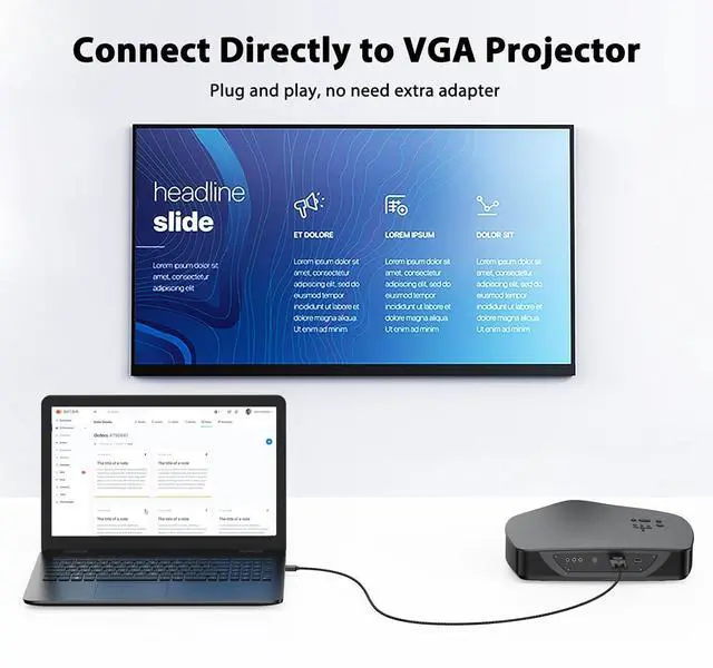 Alt view image 5 of 7 - HDMI to VGA Cable 6 Feet Male to Male Nylon Braided Cord 1080P@60Hz for Monitor Computer Desktop Laptop PC Projector HDTV Xbox Raspberry Pi  (UniDirectional)