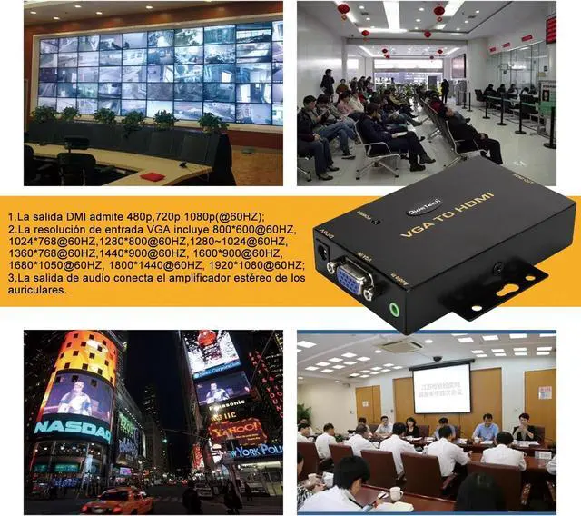 Alt view image 7 of 7 - 1080P VGA to HDMI Converter with 3.5mm Audio Port for PC Laptop Display Computer Mac Projector