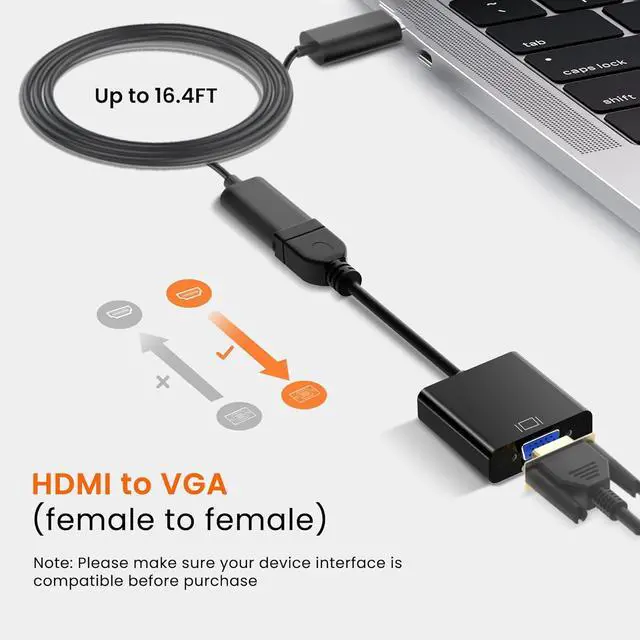 Alt view image 2 of 7 - avedio Links HDMI to VGA Adapter Active HDMI to VGA Converter (Female to Female) with Audio Support HD 1080P@60Hz TV Stick Raspberry Pi Chromebook  Xbox (3.5mm Audio Cable Included)