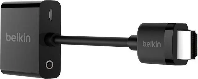 Alt view image 3 of 5 - HDMI to VGA Adapter w/Micro-USB Power & Audio Support for Presentations Gaming and Streaming - Connects HDMI Devices to VGA Displays - Compatible with  TV 4K Laptops & Most TVs - Black