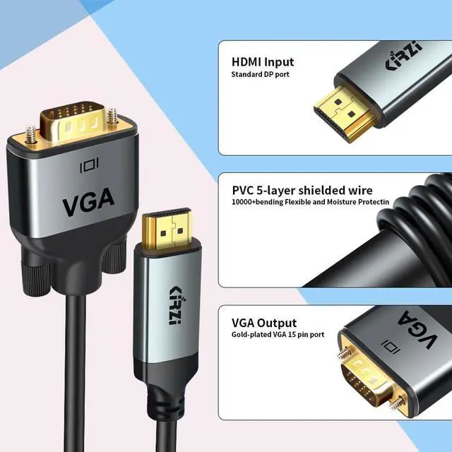 Alt view image 4 of 7 - HDMI to VGA Cable Uni-Directional HDMI Computer to VGA Monitor Cable (20ft)