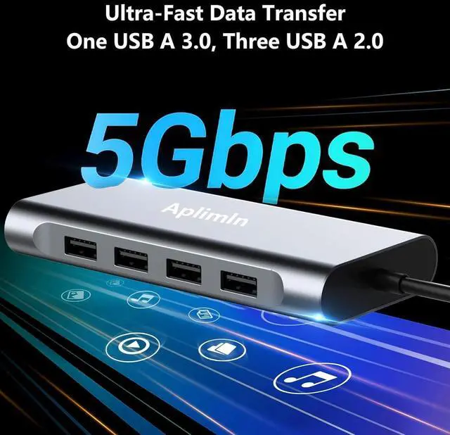 Alt view image 4 of 7 - USB C HUB USB C Adapter 11 in 1 Dongle with 4K HDMI VGA PD 100W 1 X USB 3.0 3 X USB 2.0 Ethernet SD/TF Card Reader 3.5mm Headphone Jack for iPhone 16/15 MacBook Pro/Air Other Type C Laptops