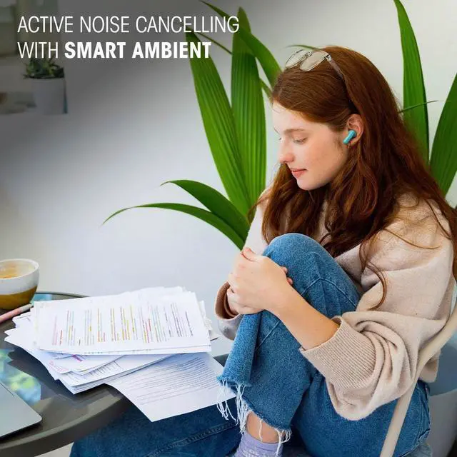 Alt view image 5 of 7 - Vibe Beam 2 - True Wireless Noise Cancelling Earbuds Pure Bass Sound & Smart Ambient Technology 4mics for Crisp Clear Calls up to 40Hrs of Playback IP54 Dust & Water Resistant (Black)