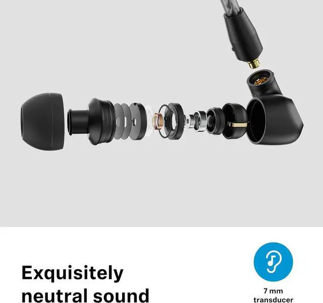 Alt view image 2 of 7 - Consumer Audio IE 200 In-Ear Audiophile Headphones - TrueResponse Transducers for Neutral Sound Impactful Bass Detachable Braided Cable with Flexible Ear Hooks - Black