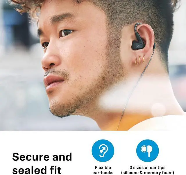 Alt view image 7 of 7 - Consumer Audio IE 200 In-Ear Audiophile Headphones - TrueResponse Transducers for Neutral Sound Impactful Bass Detachable Braided Cable with Flexible Ear Hooks - Black