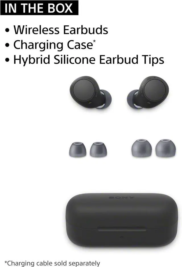 Alt view image 2 of 7 - Sony WF-C510 Truly Wireless in-Ear Bluetooth Earbud Headphones with up to 22-Hour Battery, Multipoint-Connection, Mic and IPX4 Water Resistance, Black- New