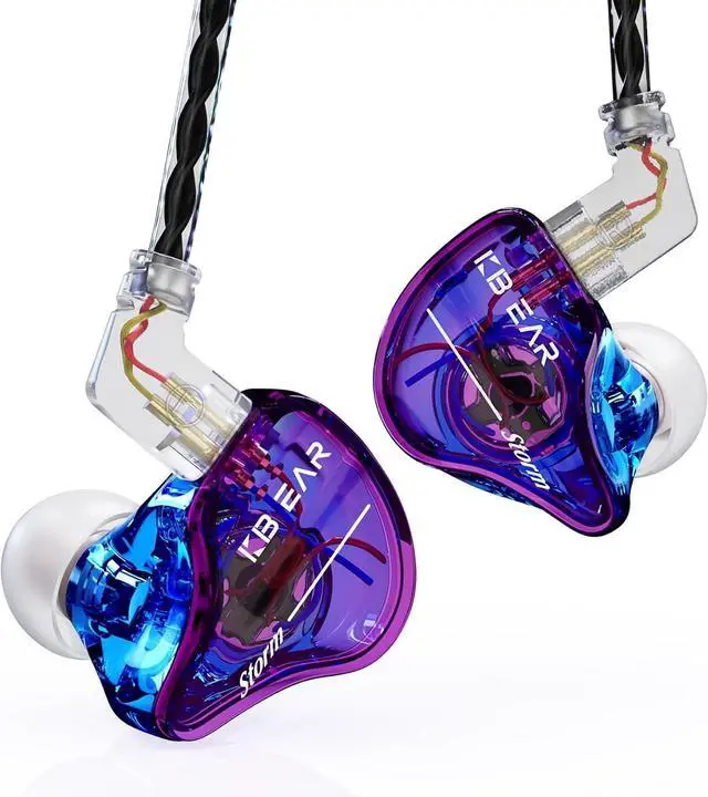 Main image of KBEAR Storm Professional in Ear Monitor Earphones for Singers Drummers Musicians Bassists Custom Wired Earbuds in Ear Headphones IEM Hi Res Detachable OFC Silver-Plated Cable
