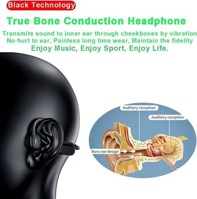 Alt view image 5 of 6 - HAO Swimming Headphones True Bone Conduction Open Ear Headset MP3 Player Built-in 32G Memory IP68 Underwater Waterproof Stereo Bluetooth Earphone for Driving Bicycling Running Skiing