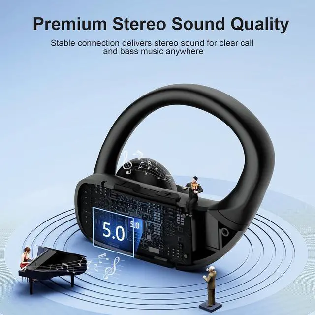 Alt view image 5 of 6 - Wireless Earbuds Bluetooth Headphones 48H Play Back Earphones in Ear Waterproof with Microphone LED Display for Sports Running Workout Black