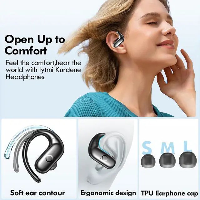 Alt view image 5 of 7 - Wireless Earbuds Bluetooth Headphones Sport Over Ear Buds with Deep Bass Sound 60Hrs Playtime Earphones Redesigned Comfort Fit with Earhooks for Running Meeting Workout-Black