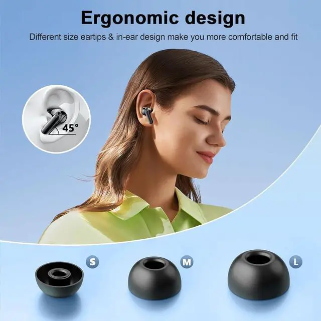 Alt view image 5 of 7 - Wireless Earbuds Bluetooth 5.3 Headphones LED Power Display 2025 New Wireless Earphones 4 ENC Noise Cancelling Mic HiFi Stereo 48H Playtime Mini Case IP7 Waterproof for Sport Walk
