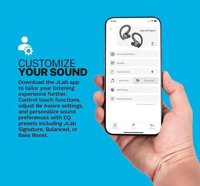 Alt view image 2 of 7 - Go Sport+ Wireless Workout Earbuds Featuring C3 Clear Calling Secure Earhook Sport Design 35+ Hour Bluetooth Playtime and 3 EQ Sound Settings (Graphite)