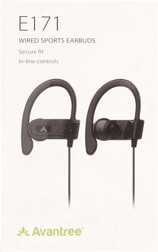 Alt view image 6 of 7 - E171 - AUX 3.5mm Wired Earbuds with Microphone & in-Line Volume Control Compatible with Traditional 3.5mm AUX Phones Corded Headphones with Ear Hook for Running & Sports Black