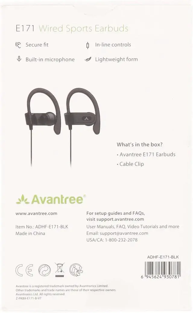 Alt view image 7 of 7 - E171 - AUX 3.5mm Wired Earbuds with Microphone & in-Line Volume Control Compatible with Traditional 3.5mm AUX Phones Corded Headphones with Ear Hook for Running & Sports Black