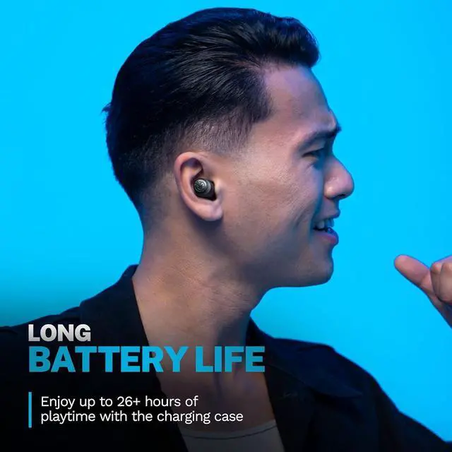 Alt view image 4 of 7 - Go Air Pop+ True Wireless Earbuds in Ear Headphones Bluetooth Earphones 35H Playtime Ear Buds Bluetooth Earbuds with Microphone USB-C Charging Case Dual Connect EQ3 Sound Black