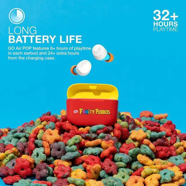 Alt view image 3 of 6 - Go Air Pop True Wireless Bluetooth Earbuds & Charging Case Fruity Pebbles Dual Connect IPX4 Sweat Resistance Bluetooth 5 Connection 3 EQ Sound Settings Signature Balanced Bass Boost