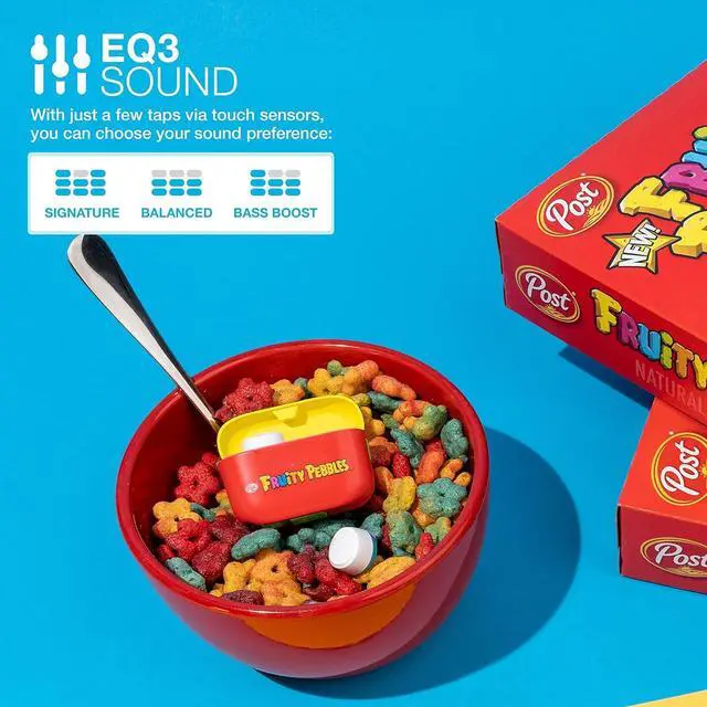 Alt view image 6 of 6 - Go Air Pop True Wireless Bluetooth Earbuds & Charging Case Fruity Pebbles Dual Connect IPX4 Sweat Resistance Bluetooth 5 Connection 3 EQ Sound Settings Signature Balanced Bass Boost