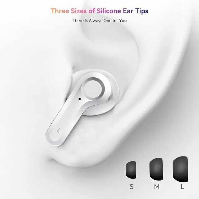 Alt view image 5 of 7 - Wireless Earbuds Bluetooth 5.4 Headphone Hi-Fi Stereo Ear Buds with Deep Bass and Noise Cancelling Mic Earphones with LED Display 40H Playtime IPX7 for Android iPhone Laptop Sports White