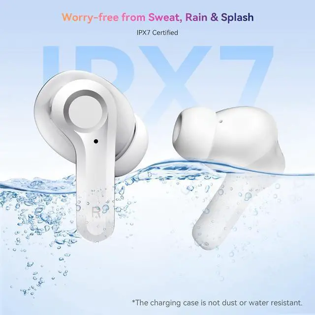 Alt view image 7 of 7 - Wireless Earbuds Bluetooth 5.4 Headphone Hi-Fi Stereo Ear Buds with Deep Bass and Noise Cancelling Mic Earphones with LED Display 40H Playtime IPX7 for Android iPhone Laptop Sports White