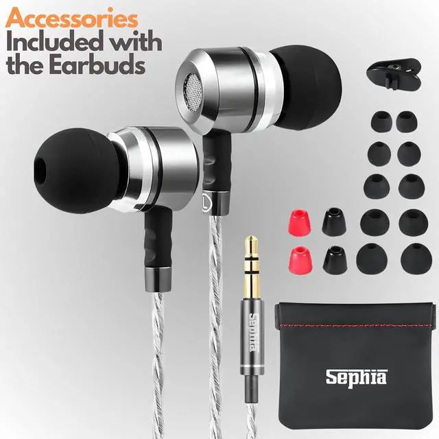 Alt view image 2 of 7 - SP3060 Wired Headphones HD Bass Driven Audio Lightweight Aluminum Wired in Ear Earbud Headphones S/M/L Ear Bud Tips Earphone Case 3.5mm Tangle-Free Cord No Mic
