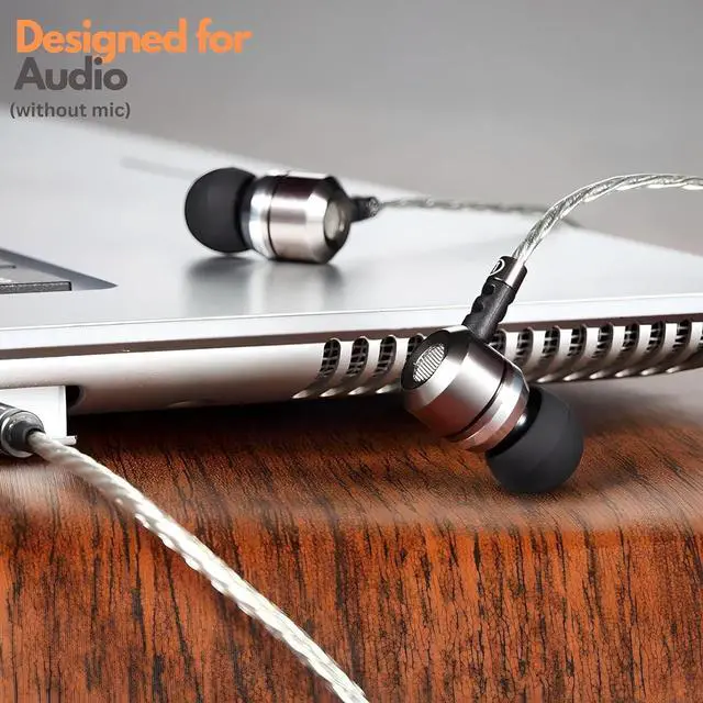 Alt view image 4 of 7 - SP3060 Wired Headphones HD Bass Driven Audio Lightweight Aluminum Wired in Ear Earbud Headphones S/M/L Ear Bud Tips Earphone Case 3.5mm Tangle-Free Cord No Mic