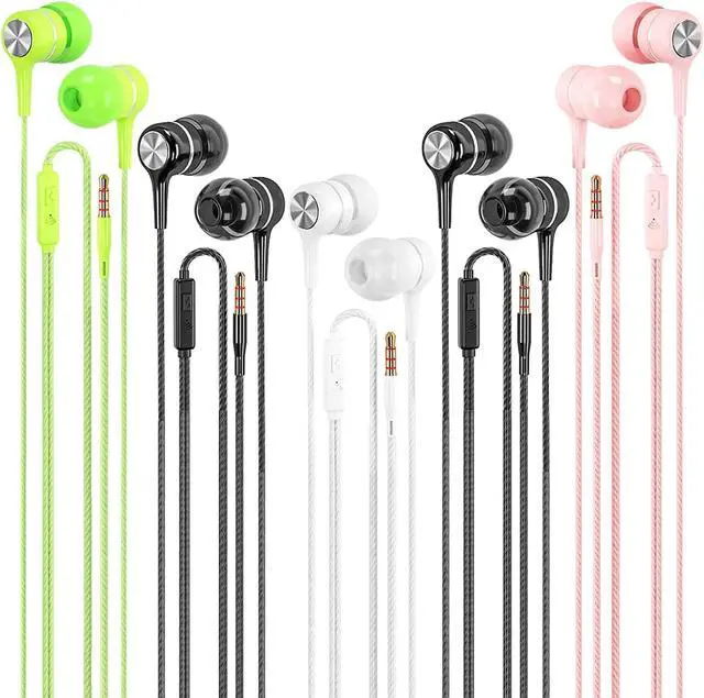 Main image of Wired Earbuds with Microphone 5 Pack in-Ear Headphones with Heavy Bass High Sound Quality Earphones Compatible with iPad Laptop MP3 Android Smartphones Fits All 3.5mm Jack Device