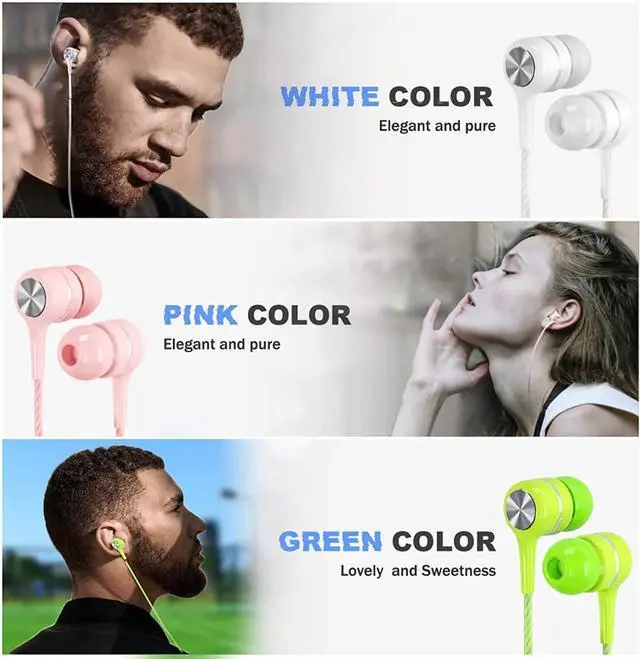 Alt view image 3 of 7 - Wired Earbuds with Microphone 5 Pack in-Ear Headphones with Heavy Bass High Sound Quality Earphones Compatible with iPad Laptop MP3 Android Smartphones Fits All 3.5mm Jack Device