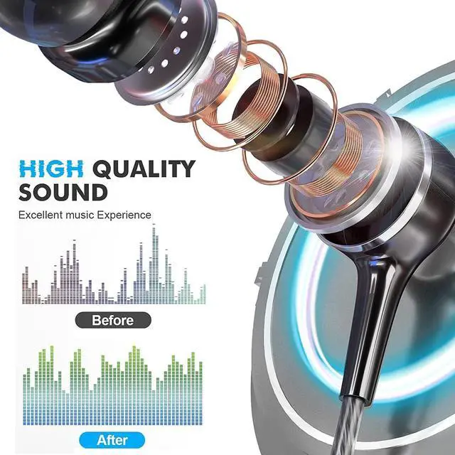 Alt view image 4 of 7 - Wired Earbuds with Microphone 5 Pack in-Ear Headphones with Heavy Bass High Sound Quality Earphones Compatible with iPad Laptop MP3 Android Smartphones Fits All 3.5mm Jack Device