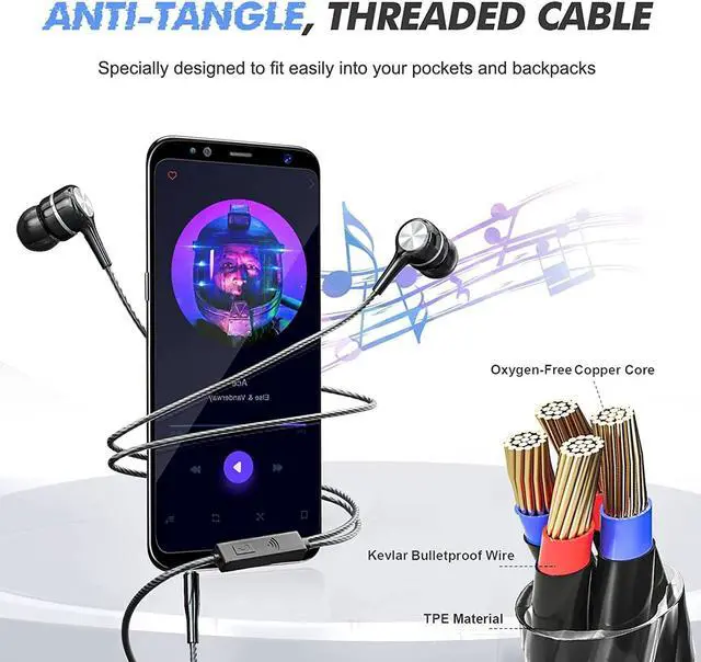 Alt view image 7 of 7 - Wired Earbuds with Microphone 5 Pack in-Ear Headphones with Heavy Bass High Sound Quality Earphones Compatible with iPad Laptop MP3 Android Smartphones Fits All 3.5mm Jack Device