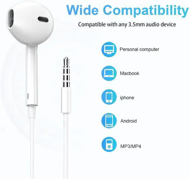 Alt view image 4 of 7 - Wired Earbuds 4 Pack Earbuds HiFi Stereo Wired Earphones Headphones with Microphone Volume Control Compatible with iPad Laptop MP3 Android Smartphones Fits All 3.5mm Jack Device