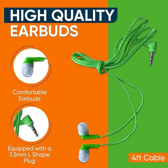 Alt view image 3 of 7 - 10 Pack Bulk Wired Earbuds In Ear Headphones with 3.5mm Jack 4ft Tangle Free Cable Comfortable Fit Affordable and Cost Effective Ideal for School Classroom Testing Students Events Groups Mix