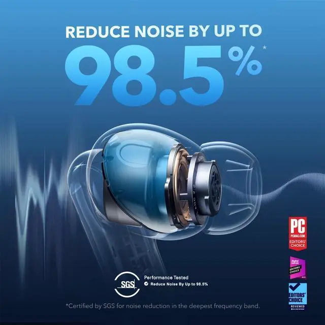 Alt view image 2 of 7 - by  Liberty 4 NC Wireless Earbuds 98.5% Noise Reduction Adaptive Noise Cancelling to Ears and Environment Hi-Res Sound 50H Battery Wireless Charging Bluetooth 5.3
