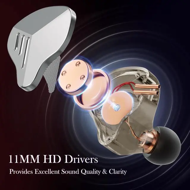 Alt view image 4 of 6 - A20PRO in Ear Monitor Headphones IEM Earphones with 1BA+1DD Hybrid Drivers HiFi Wired Earbuds Bass Noise Isolation Gaming Earbuds for Musicians Singers & Gamers (Without Mic)