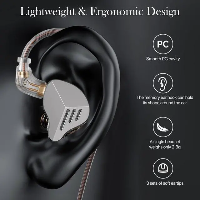 Alt view image 3 of 6 - A20PRO in Ear Monitor Headphones IEM Earphones with 1BA+1DD Hybrid Drivers HiFi Wired Earbuds Bass Noise Isolation Gaming Earbuds for Musicians Singers & Gamers (Without Mic)