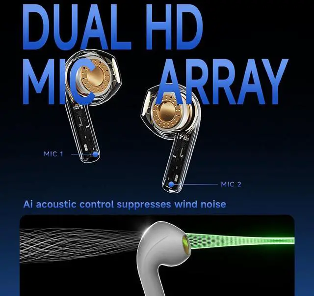 Alt view image 4 of 7 - ND Air3 True Wireless Earbuds Bluetooth V5.4 Headphones with Noise Cancelling Mic 13mm Driver Deep Bass 30H Playtime Touch Control for Sports Gym Commute iPhone & Android