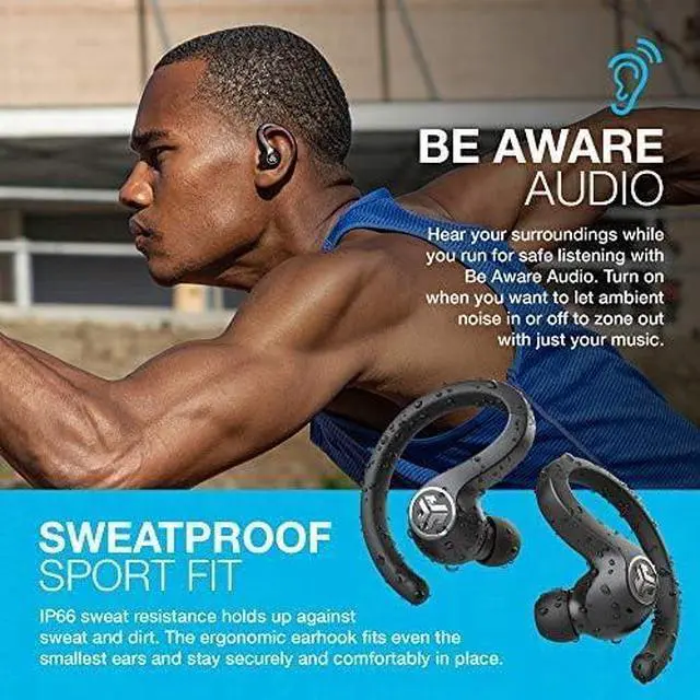 Alt view image 3 of 7 - JBuds Air Sport True Wireless Bluetooth Earbuds + Charging Case Black IP66 Sweat Resistance Class 1 Bluetooth 5.0 Connection 3 EQ Sound Settings Signature Balanced Bass Boost