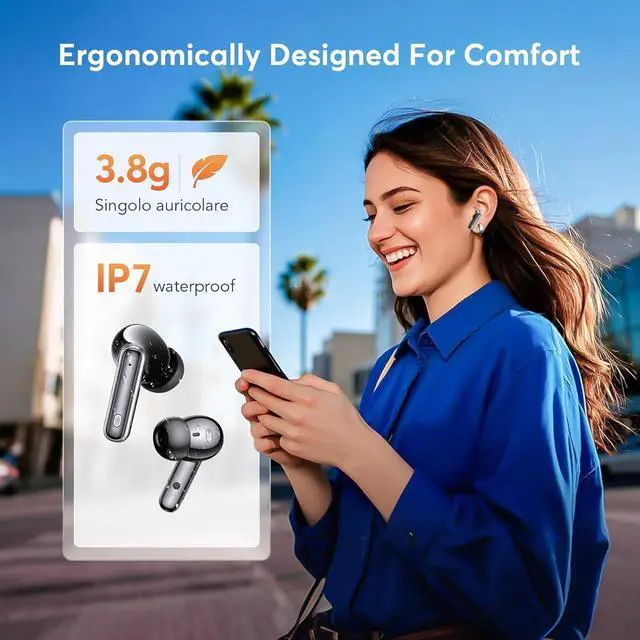 Alt view image 6 of 7 - Wireless Earbuds ANC&ENC Bluetooth 5.4 Earphones in Ear Transparency Mode Ear buds with Dual Noise Cancelling Mic Deep Bass Stereo Sound 36H Playtime LED Display Wireless Headphones IP7 Waterproof