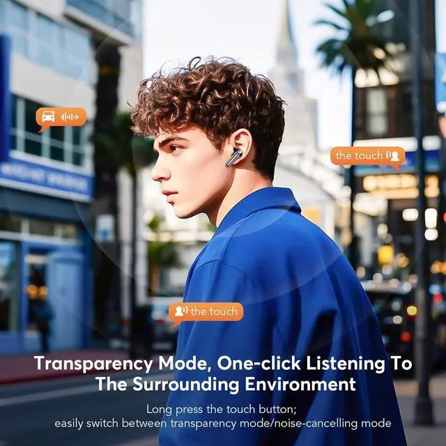 Alt view image 7 of 7 - Wireless Earbuds ANC&ENC Bluetooth 5.4 Earphones in Ear Transparency Mode Ear buds with Dual Noise Cancelling Mic Deep Bass Stereo Sound 36H Playtime LED Display Wireless Headphones IP7 Waterproof