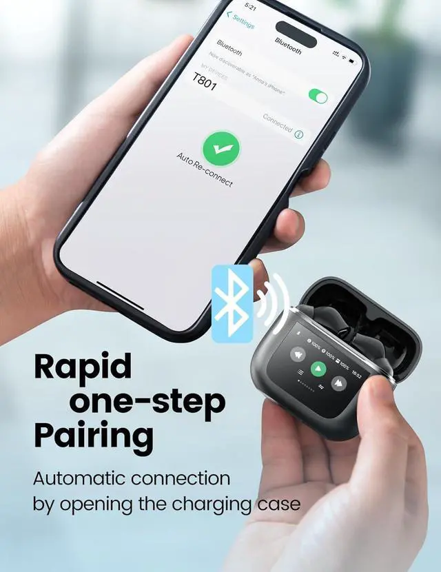 Alt view image 6 of 7 - Wireless Earbuds Bluetooth 5.3 Headphones 50H Playtime Deep Bass Stereo Ear Buds with Mic IPX7 Waterproof Comfort Lightweight in Ear Earphones for Pad Android/iOS Phones Gifts for Women Men