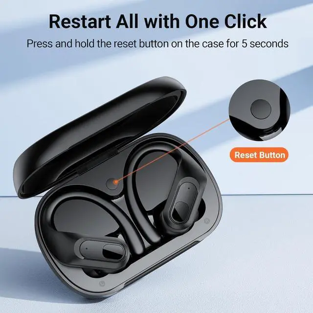 Alt view image 5 of 6 - Wireless Earbuds Bluetooth Headphones Ear Buds 96Hrs Playback Sport Over-Ear Waterproof Wireless Headphones Earphones with Earhooks ENC Mics Clear Call for Sport Running Workout Black