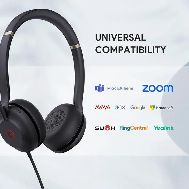 Alt view image 6 of 6 - UH37 USB Headset with Noise Cancelling Microphone Wired Headset for PC Laptop Teams Certified USB-A/C Cable Works with Zoom and Other Leading UC Platforms