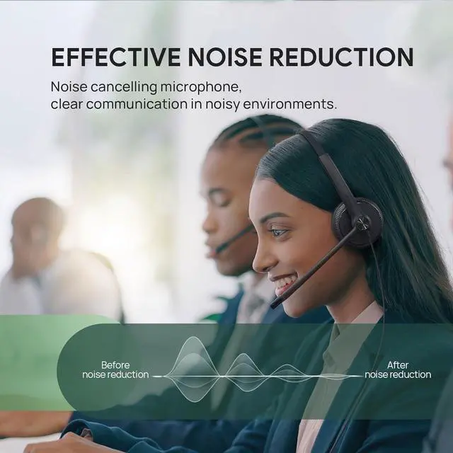 Alt view image 3 of 7 - UH34 USB Headset with Mic Stereo Wired Headphones with Noise Cancelling Microphone Teams Certified Professional Work Headphones for VoIP Phone PC Computer Call Center Office